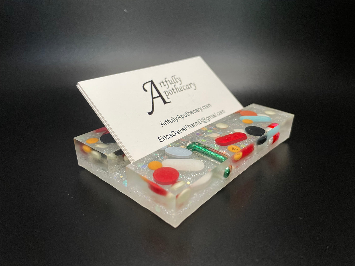 Square Resin Medicine Business Card Holder