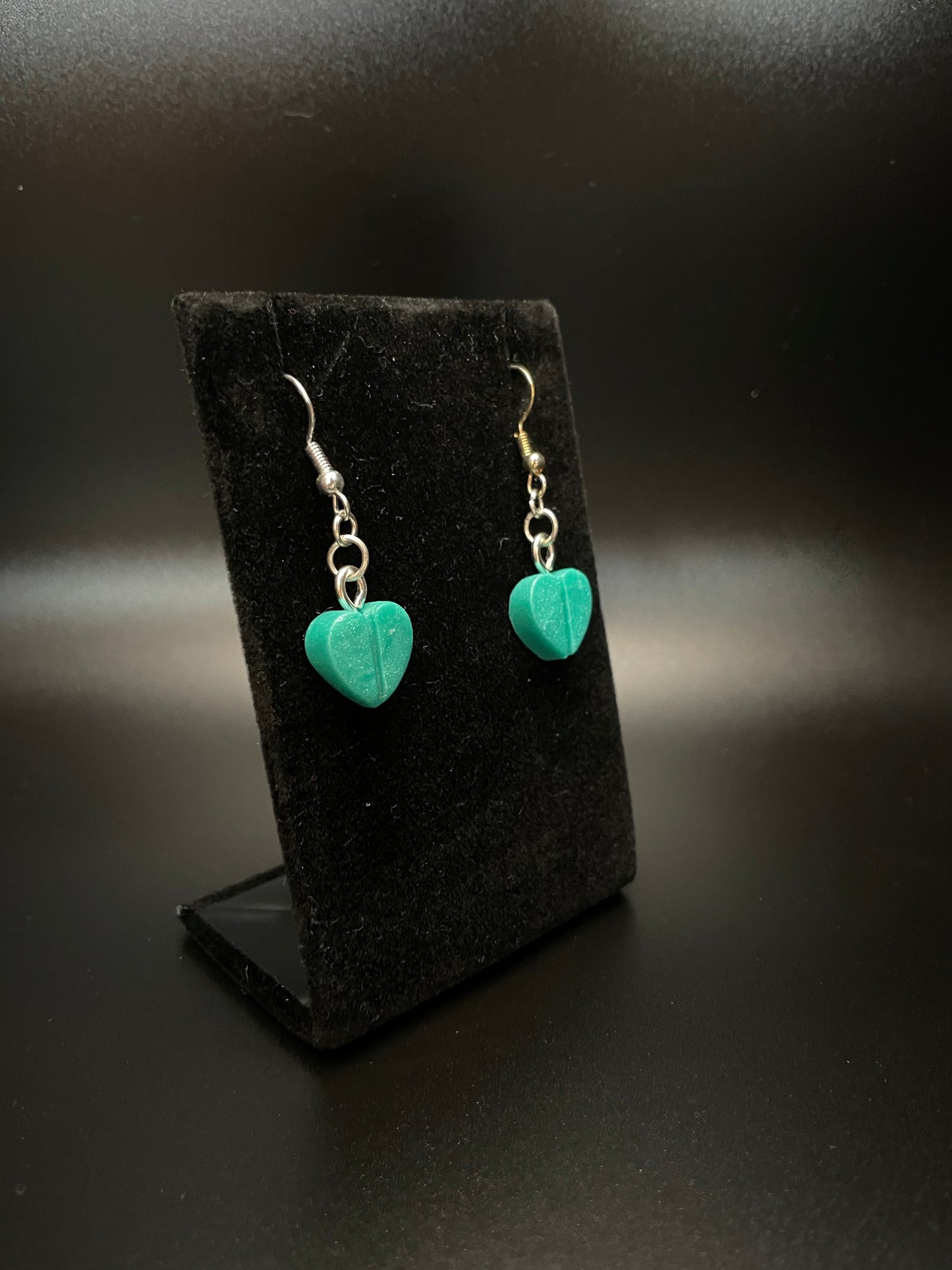 Heart-Shaped Tablet Dangle Earrings