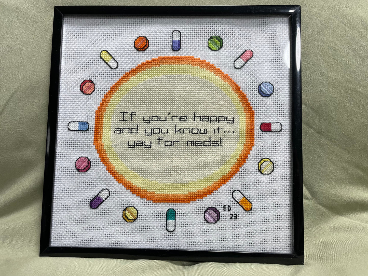 Yay for Meds Cross-Stitch