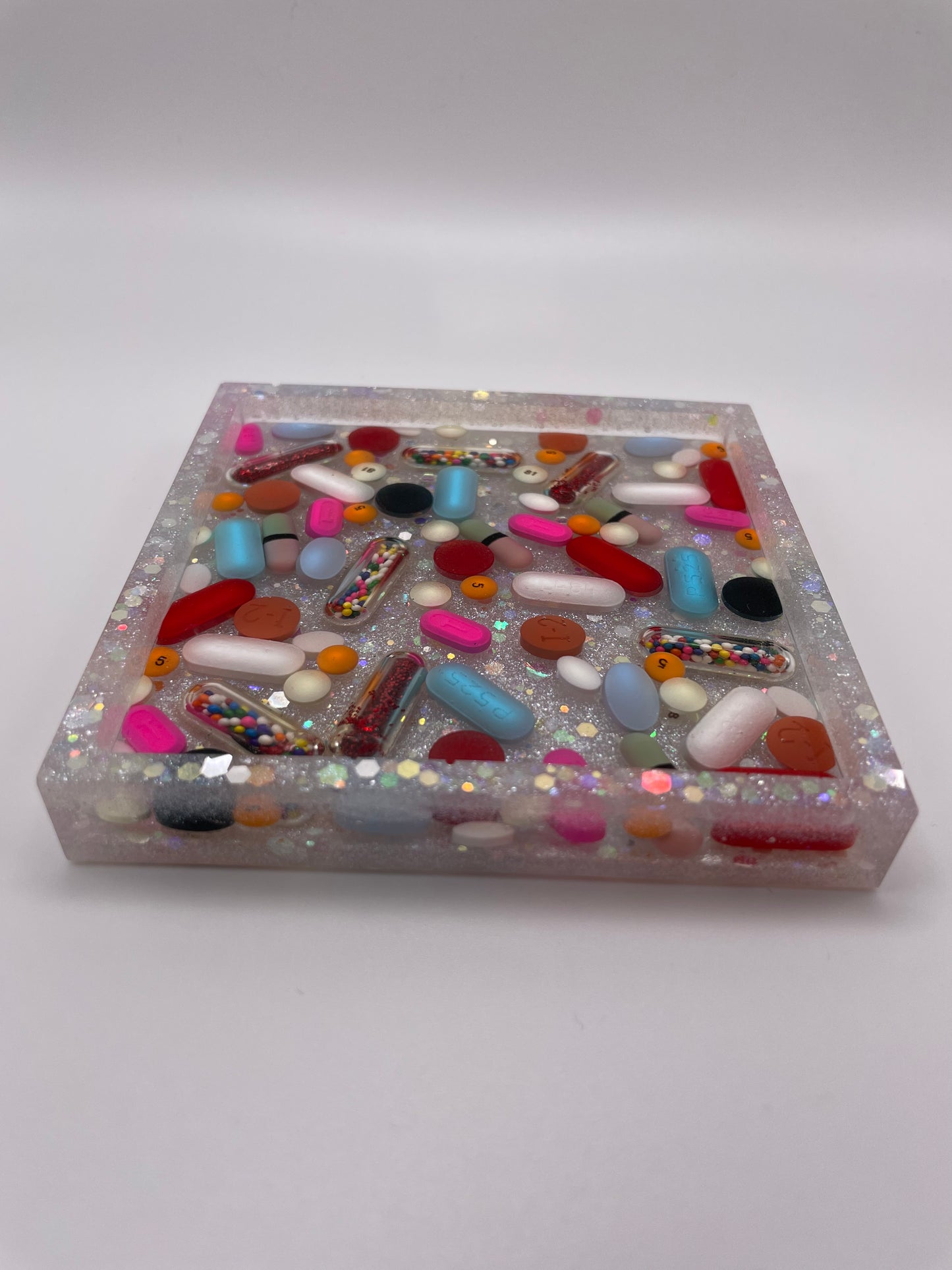 Resin square medicine coaster