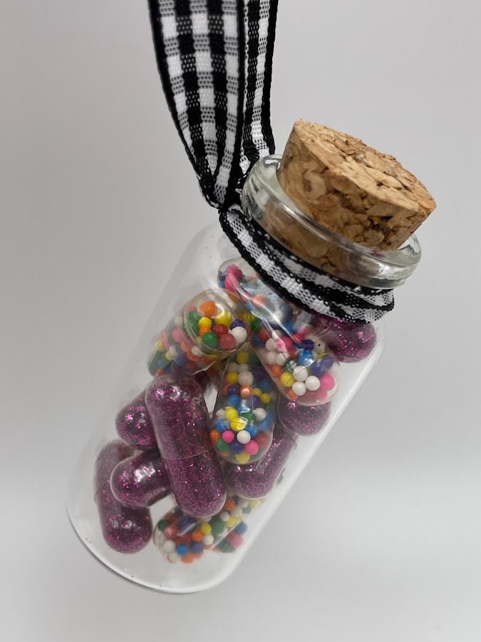 Glitter and sprinkles medicine capsule ornament