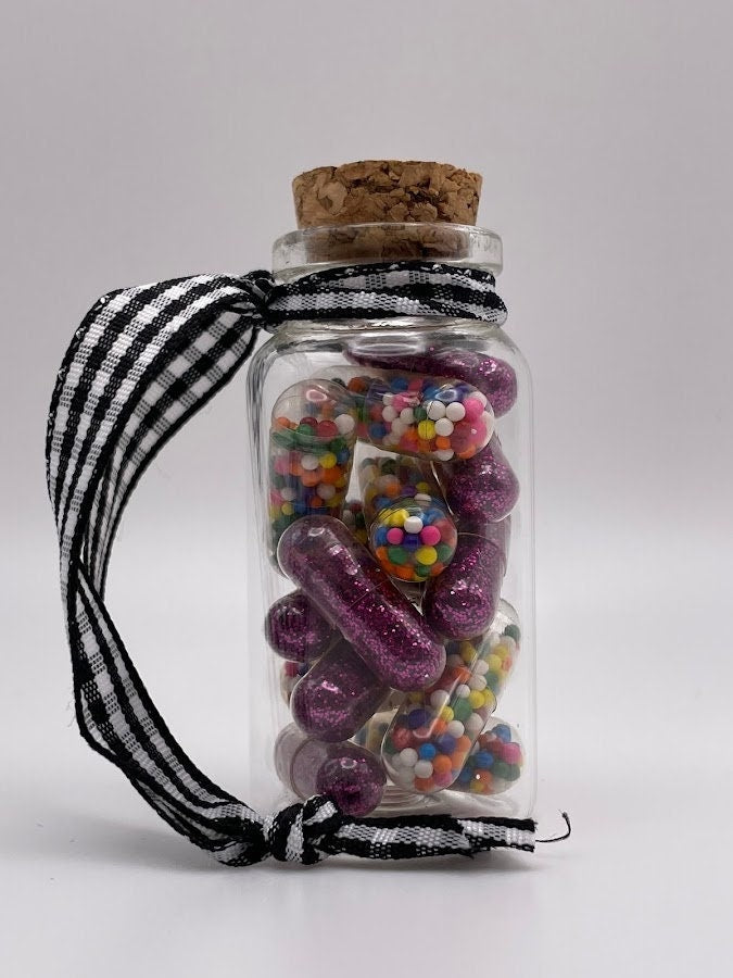 Glitter and sprinkles medicine capsule ornament