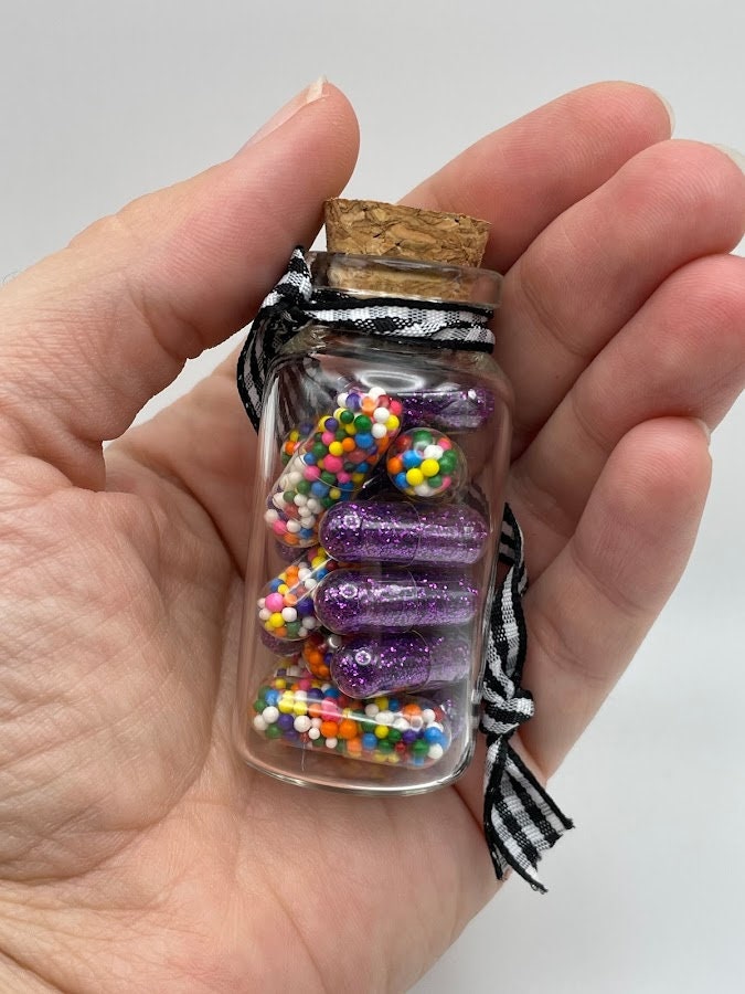 Glitter and sprinkles medicine capsule ornament
