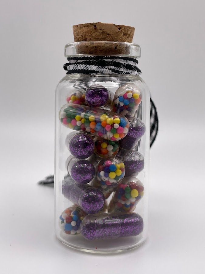 Glitter and sprinkles medicine capsule ornament