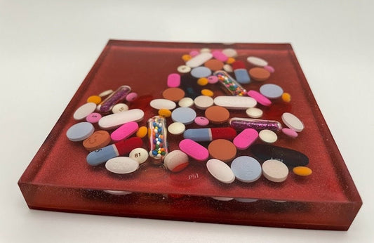 Resin medicine heart paperweight/coaster - diagonal