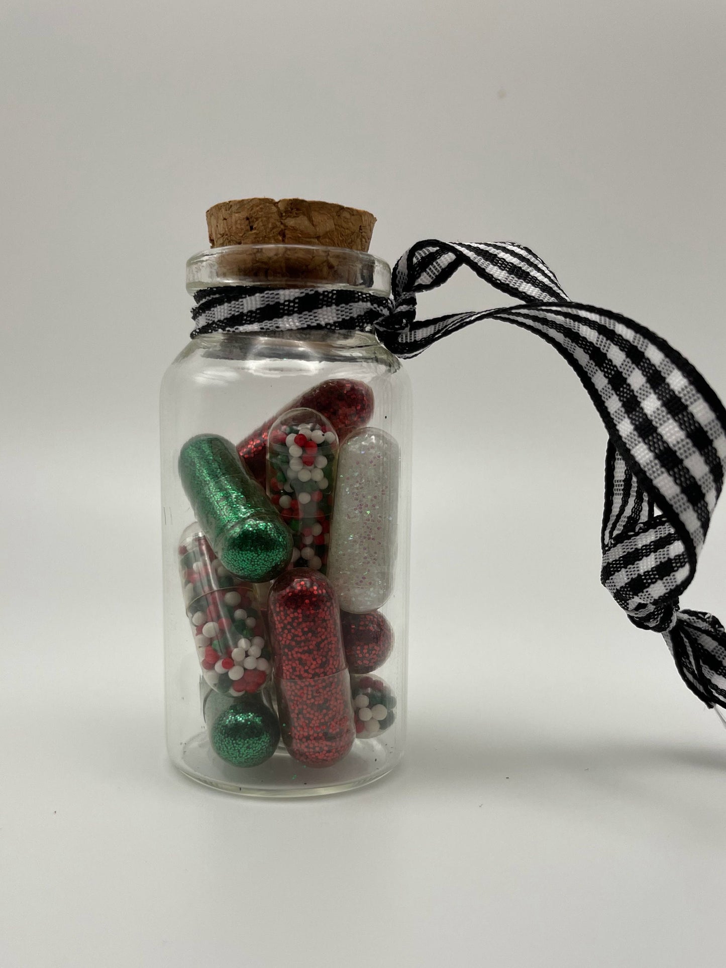 Glitter and sprinkles medicine capsule ornament