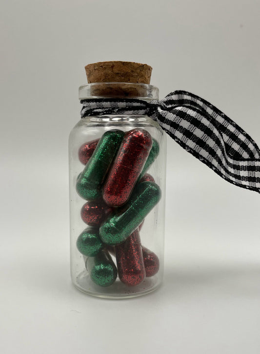 Glitter medicine capsule ornament
