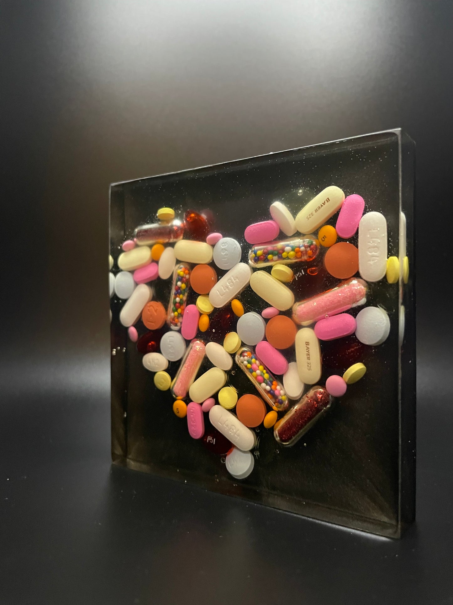 Resin Medicine Heart Paperweight/Coaster