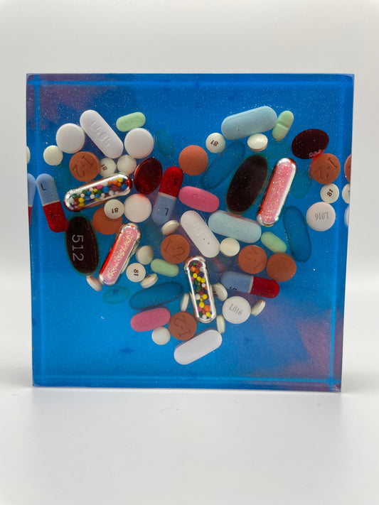 Resin Medicine Heart Paperweight/Coaster