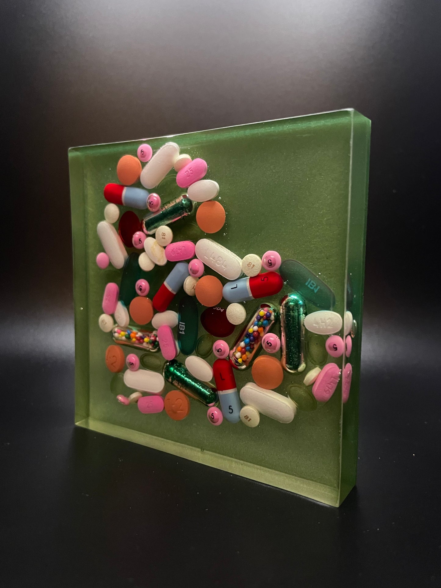 Resin Medicine Heart Paperweight/Coaster