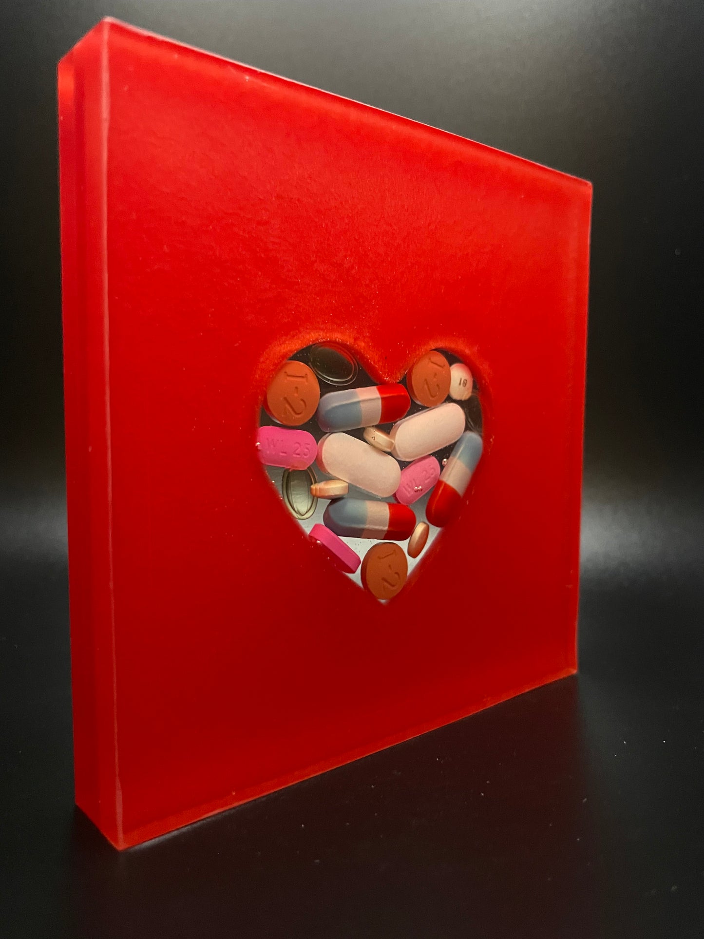 Resin Medicine Heart Paperweight/Coaster