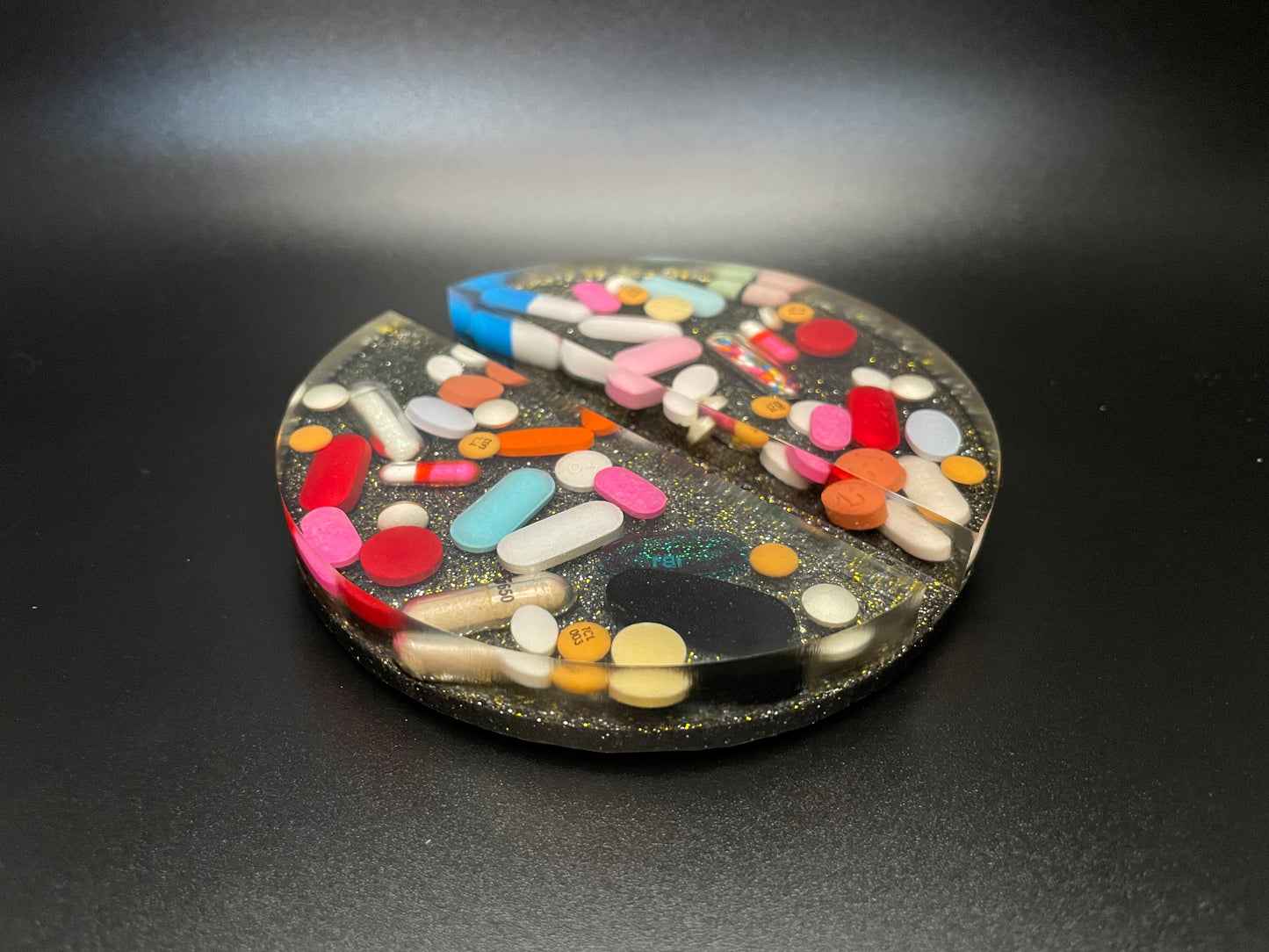 Round Resin Medicine Business Card Holder