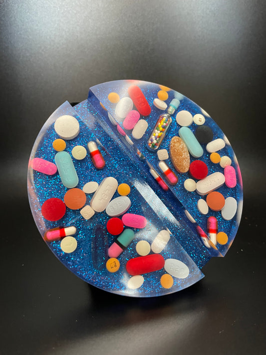 Round Resin Medicine Business Card Holder