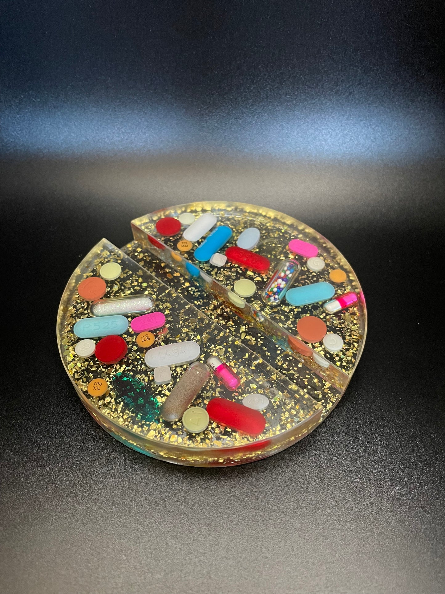 Round Resin Medicine Business Card Holder