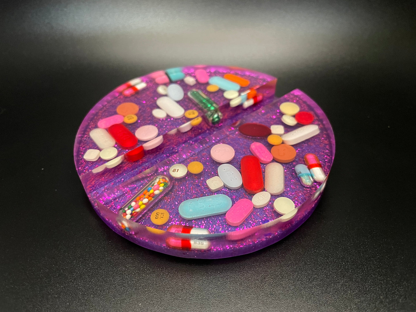 Round Resin Medicine Business Card Holder