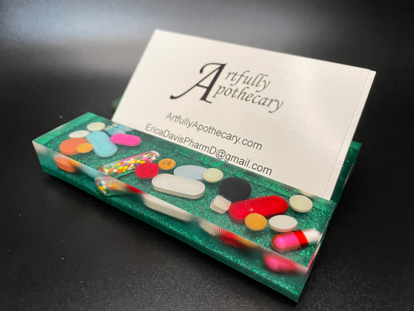 Square Resin Medicine Business Card Holder