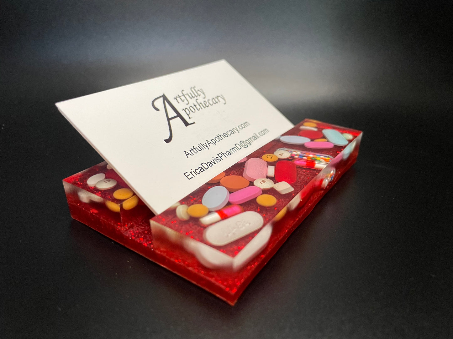 Square Resin Medicine Business Card Holder