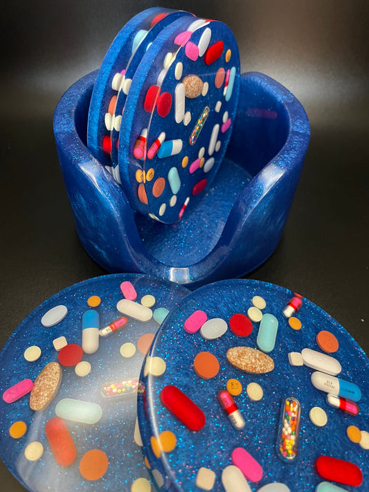 Resin Medicine Coaster Set
