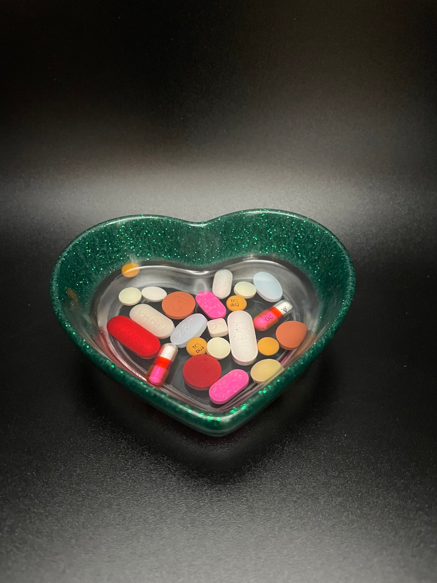 Heart-Shaped Resin Medicine Trinket Bowl