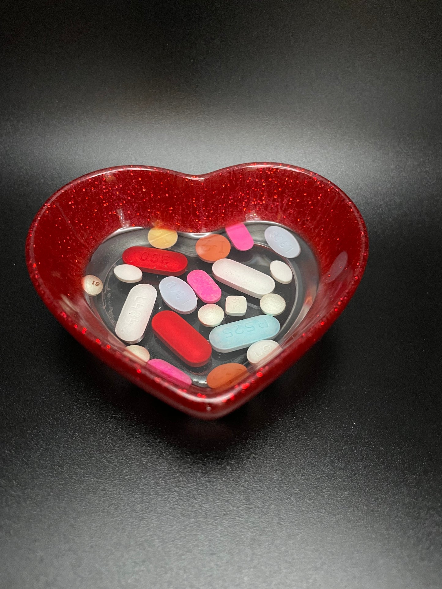 Heart-Shaped Resin Medicine Trinket Bowl