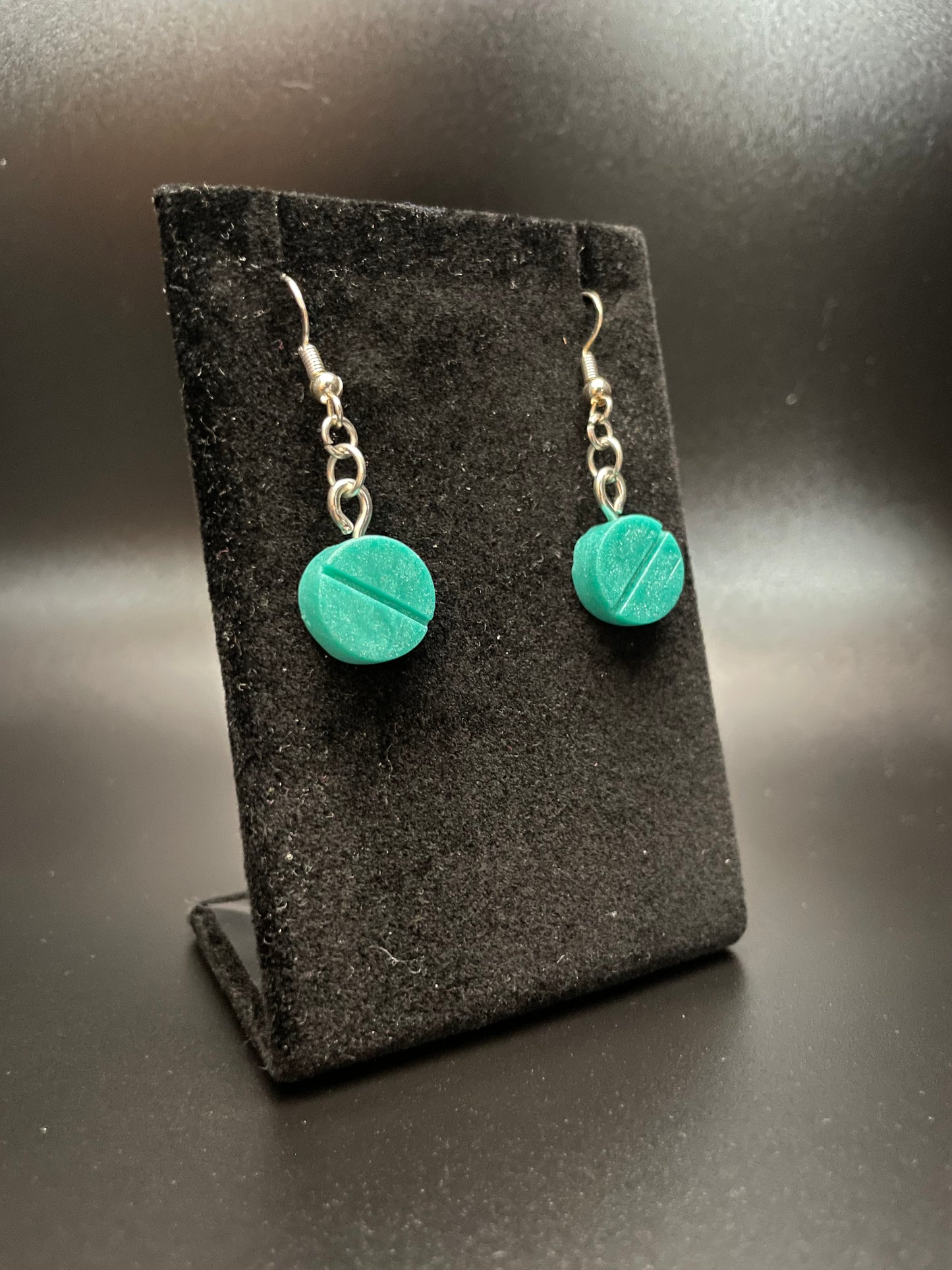 Round Tablet Dangle Earrings