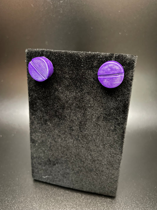 Round Tablet Stud Earrings