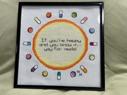 Yay for Meds Cross-Stitch
