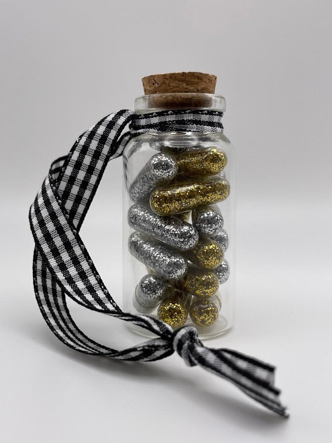 Glitter medicine capsule ornament