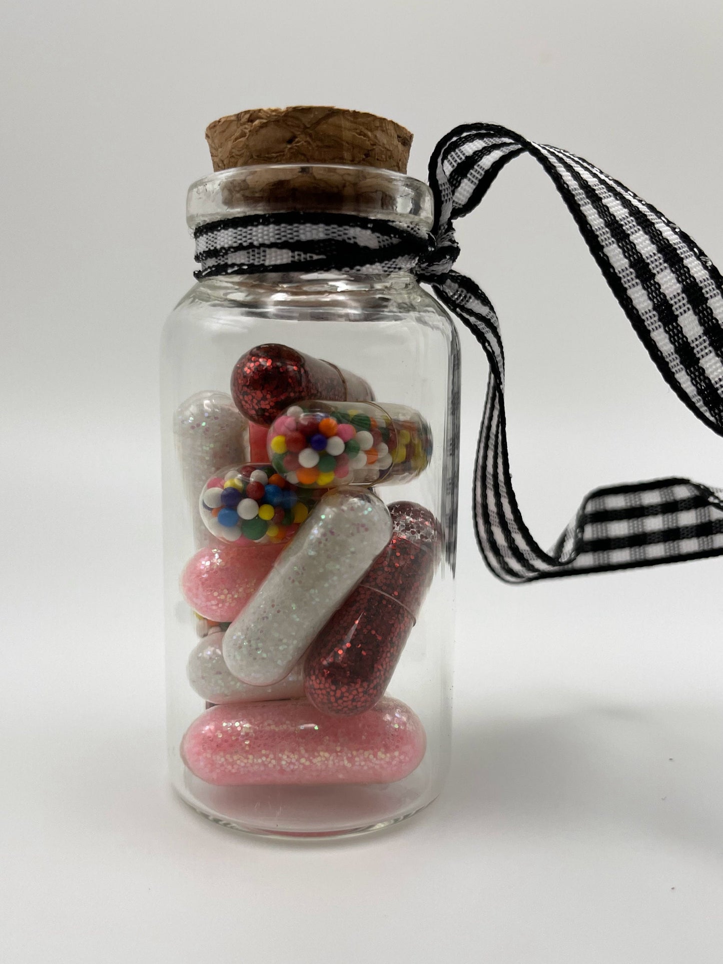 Glitter and sprinkles medicine capsule ornament