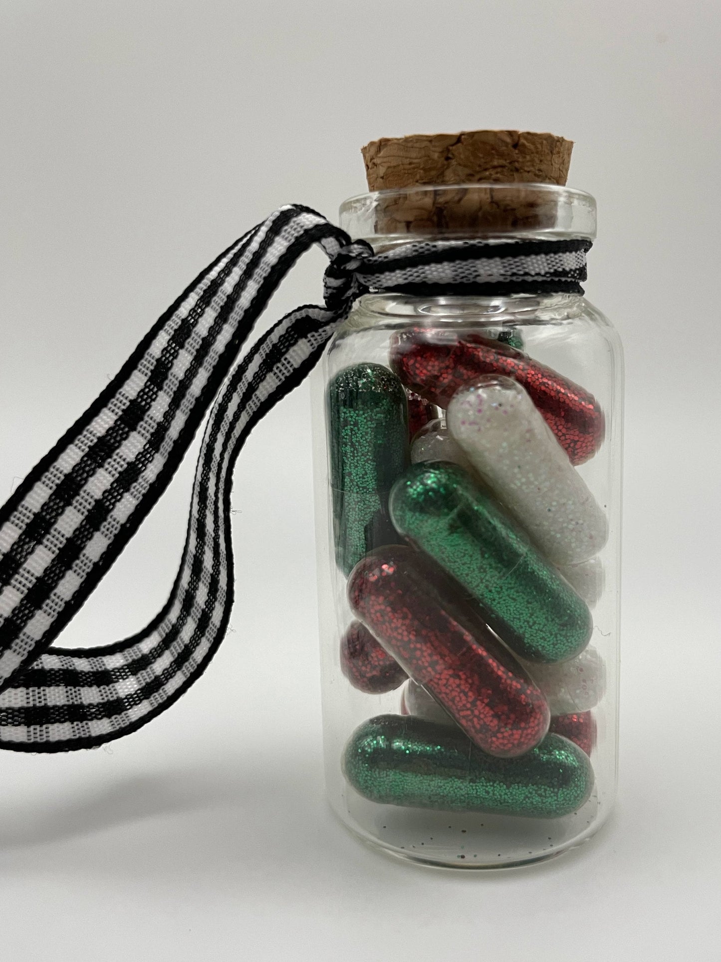 Glitter medicine capsule ornament