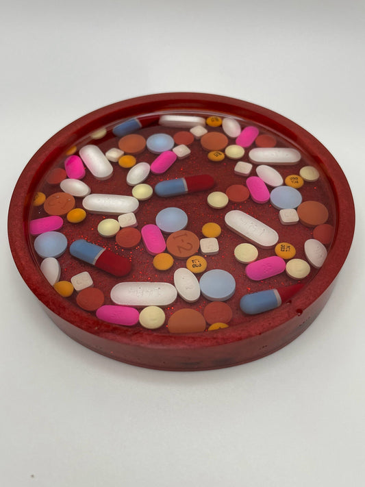 Resin round medicine coaster