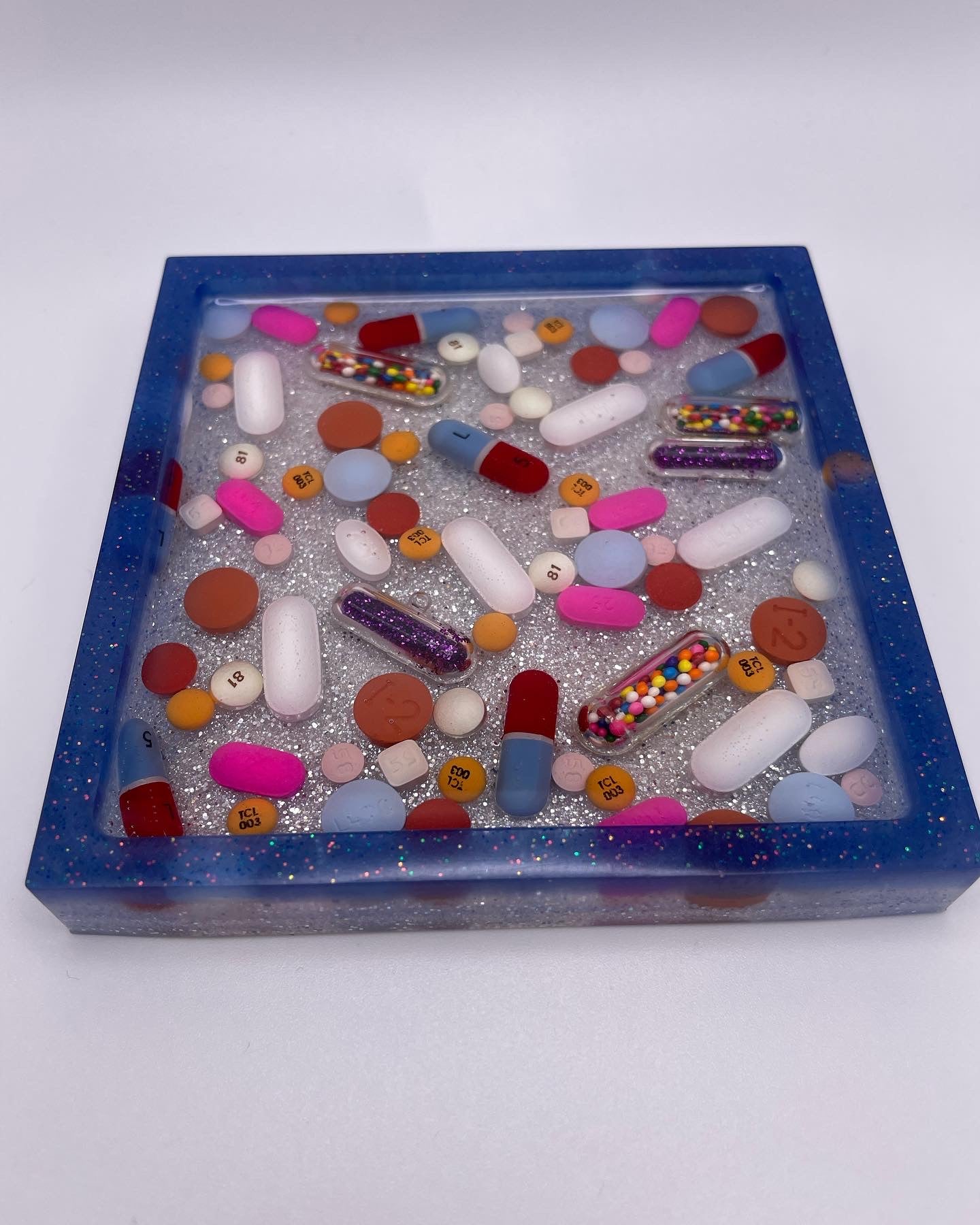 Resin square medicine coaster